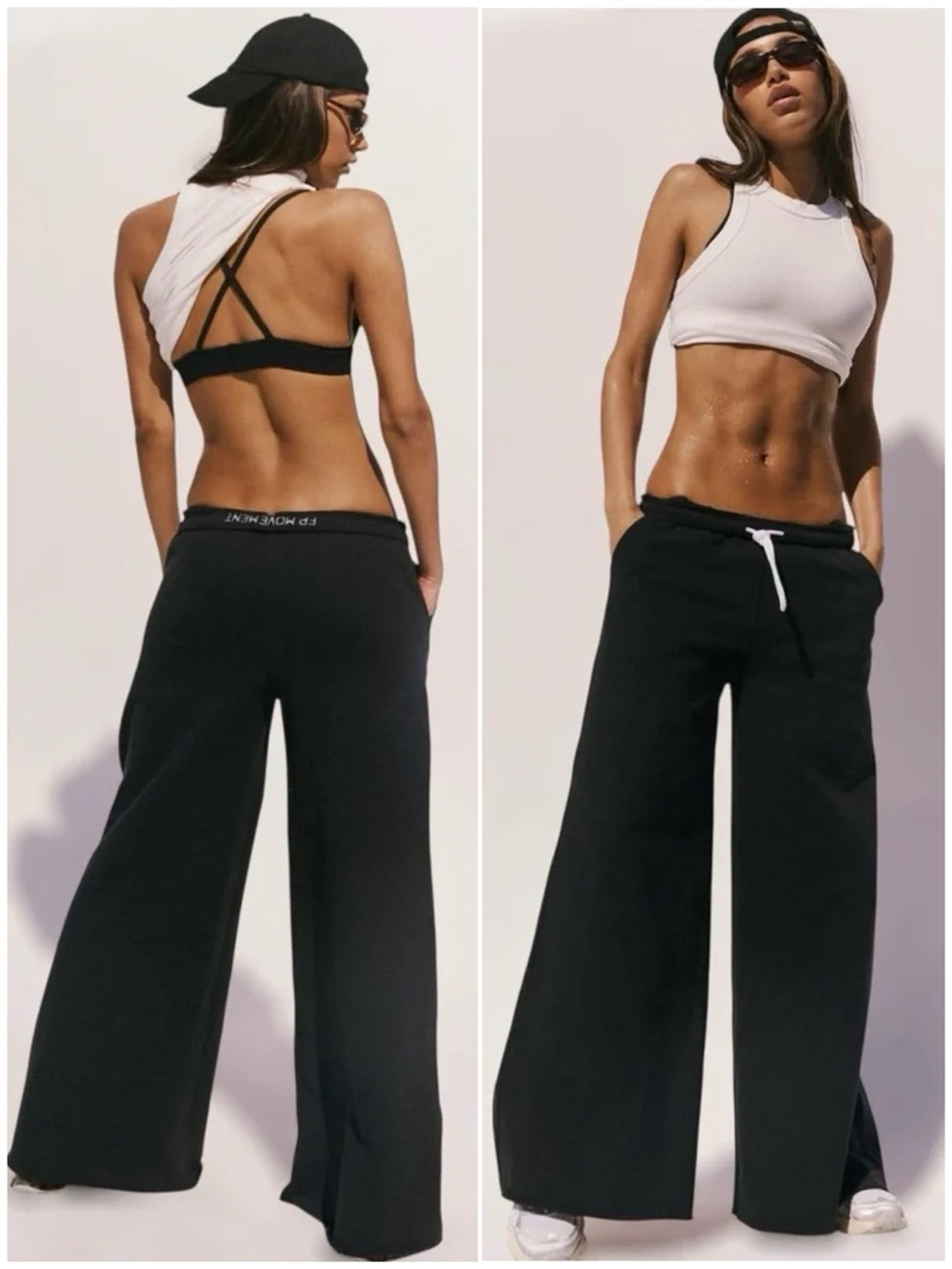 NWT Free People x FP Movement For The Win Wide-Leg Pants In Black